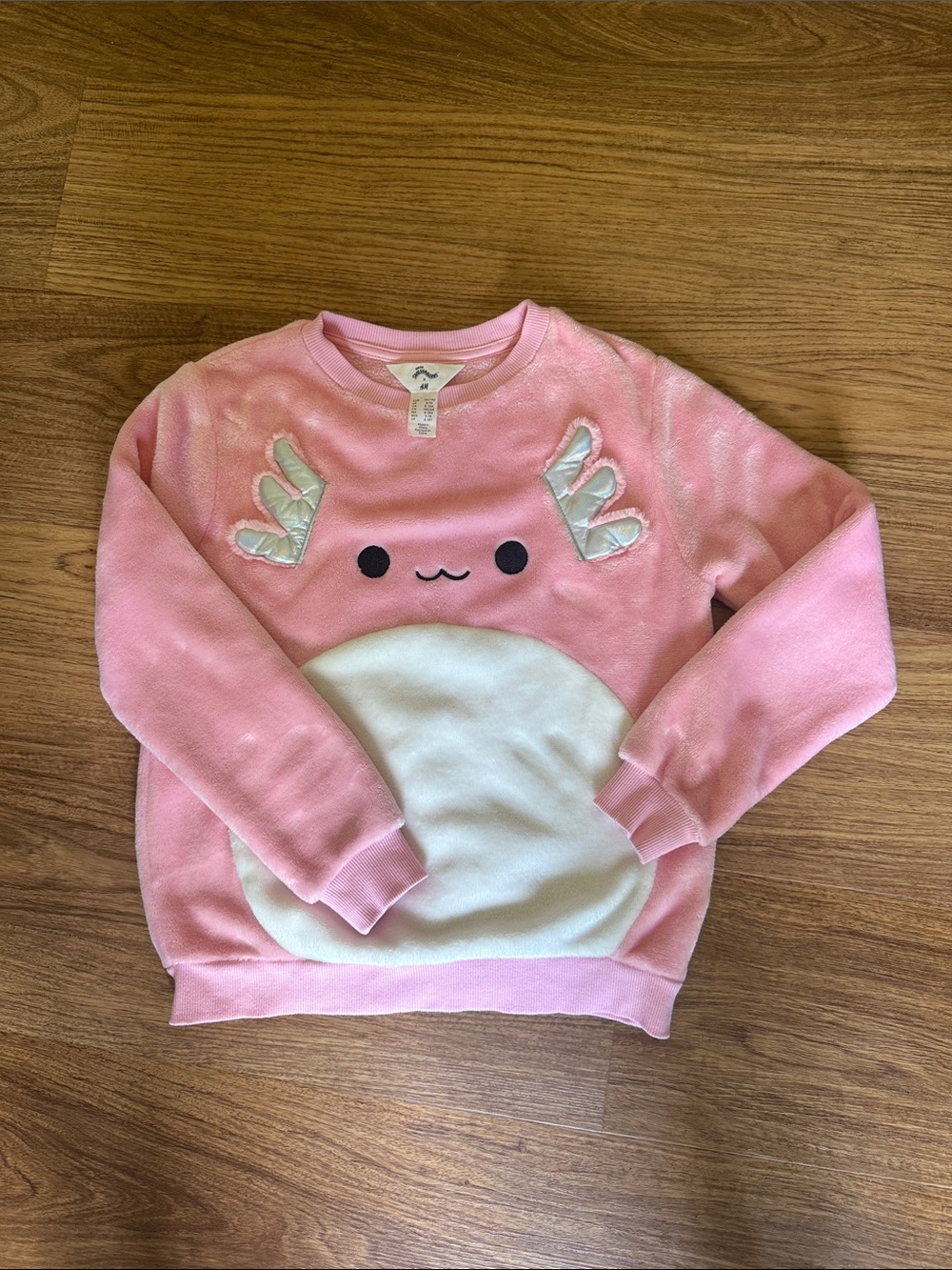 H&M Pink Axolotl Pullover Sweatshirt with White Belly